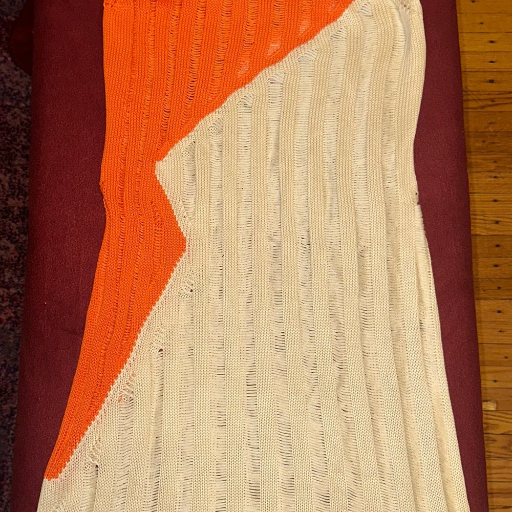 Orange and Cream Knit Skirt